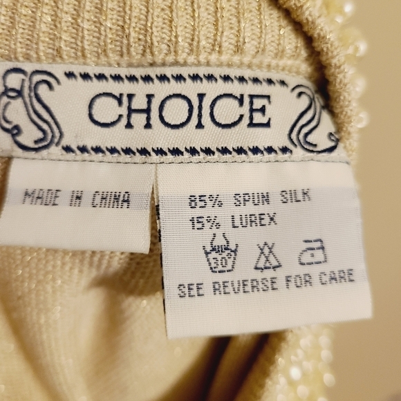 Choice | Vintage Silk Blend Beaded Sleeveless Mock Neck Sweater (Size Medium) - Picture 2 of 12